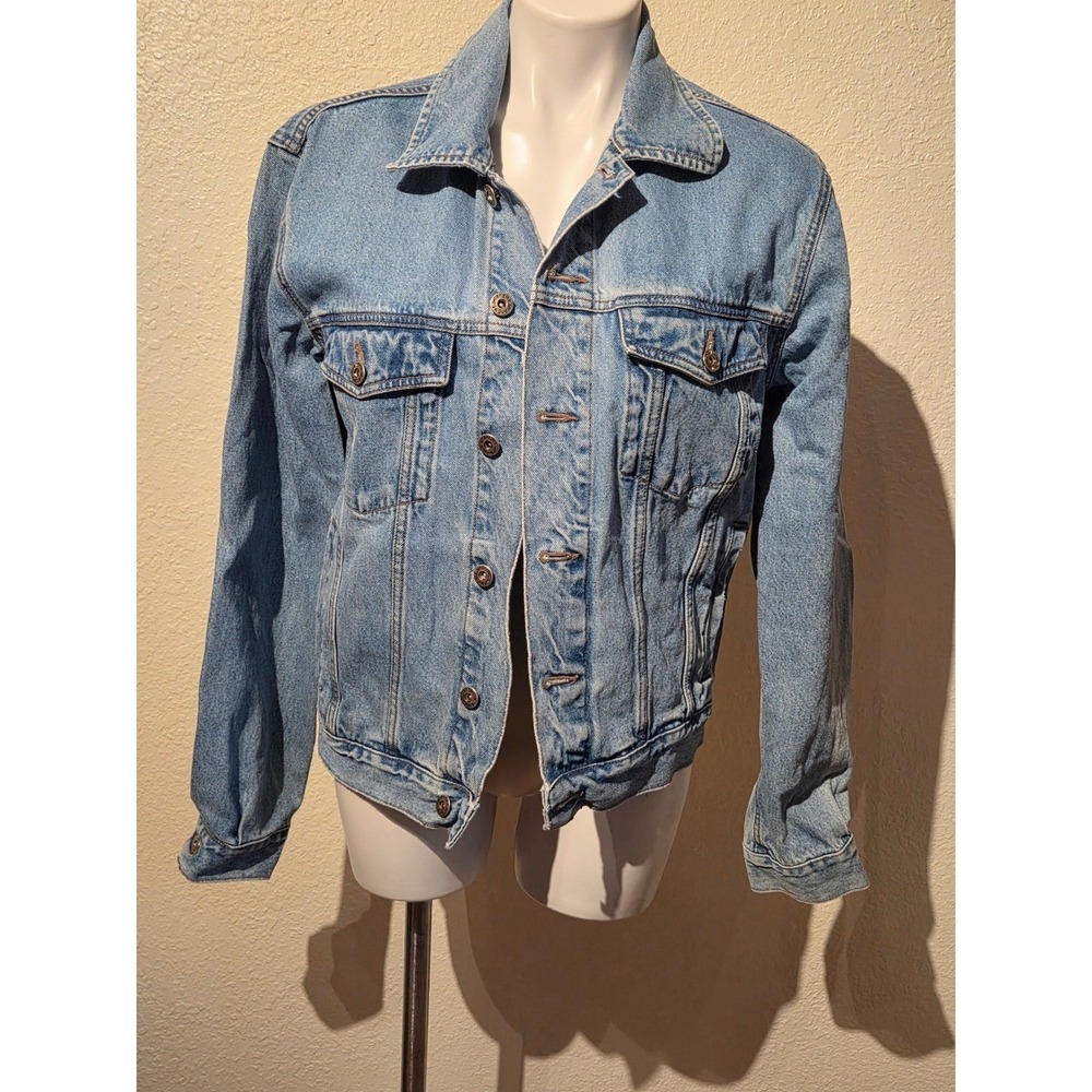 Wrangler Hero Mens Denim‎ Jacket Light Wash Blue Cotton Trucker Jacket XL